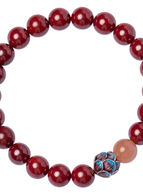 本命年高含量朱砂好运莲花手串女