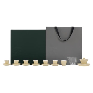 祥裕现代简约奶油黄盖碗整套功夫茶具套装家用礼品送朋友同事老师