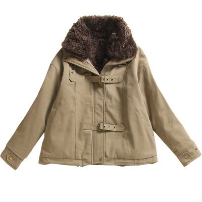 冬装翻领加绒保暖工装派克服外套