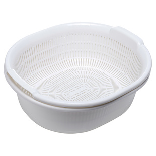 日本进口加厚双层洗菜盆大号沥水篮滴水厨房家用水果滤菜篓淘米器