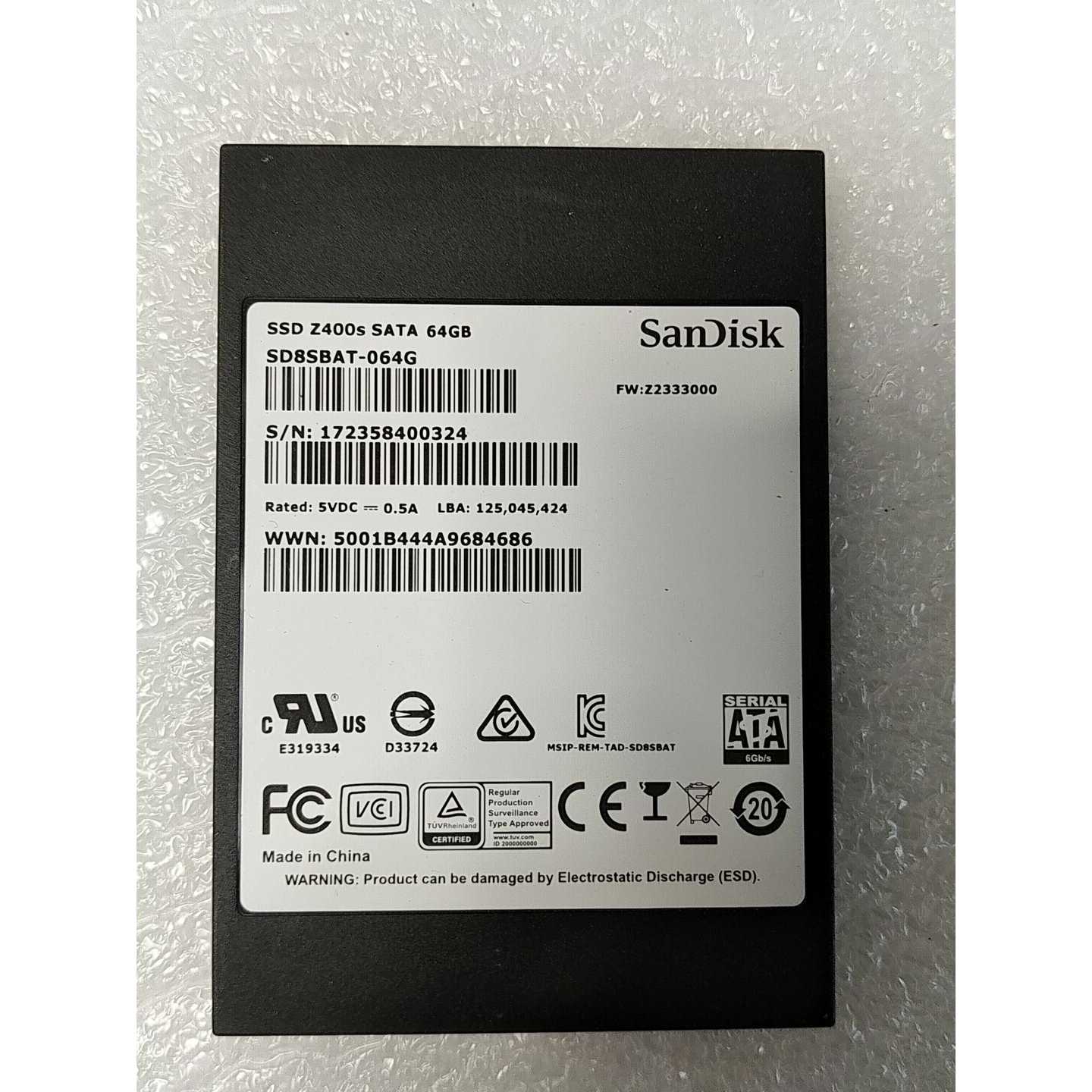 闪迪(SanDisk)SSD Z400s 64GB SATA