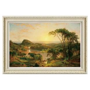 风色安大略湖的夏天美国风景日出油画欧式客厅办公室餐厅装饰画