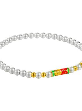 足银999古法银珠鱼筒手链