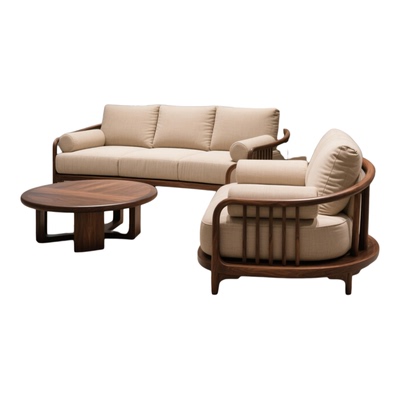 宋氏美学北美黑胡桃实木客厅沙发