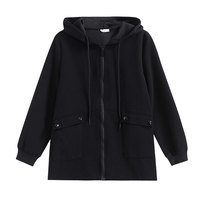 休闲慵懒风连帽卫衣外套女2025秋冬加绒拉链开衫宽松显瘦短款上衣