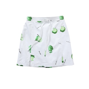 晶咕白标DADATATA【尝一口夏天】抽绳鸭梨印花开叉短裙女半身裙子