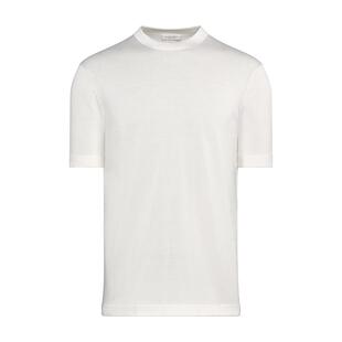 SUITSUPPLY米白色棉桑蚕丝混纺圆领短袖针织衫T恤