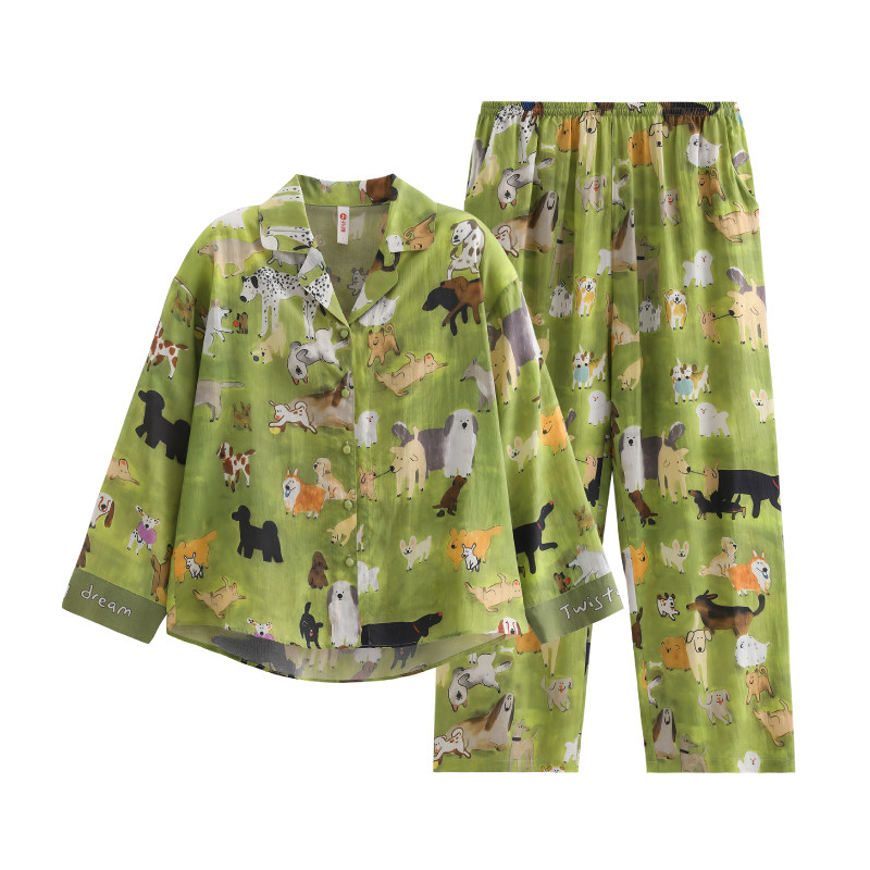 芬腾睡衣女款新款春秋季长袖长裤睡衣/家居服套装