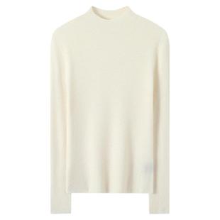 100绵羊毛扬子纱打底衫鱼骨纹针织衫精纺羊毛衫水波纹羊毛精纺T恤