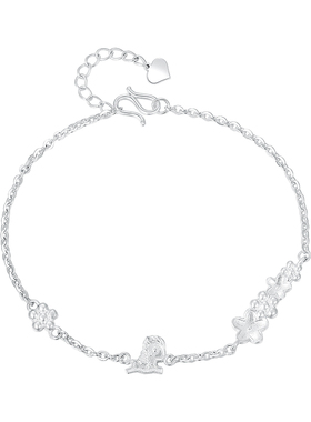 中国黄金足银小马花朵手链足银手链送女友情人节本命年女神节