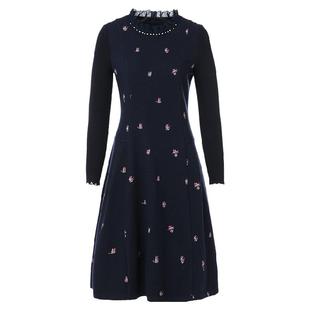 乔万尼新款连衣裙女冬季气质a字裙高腰修身长袖打底裙中长款