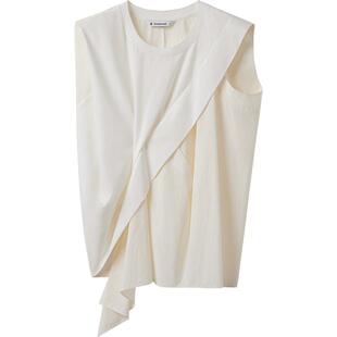 播商场同款不对称圆领花式衬衫女夏季新款无袖衬衣BDS2HD2612