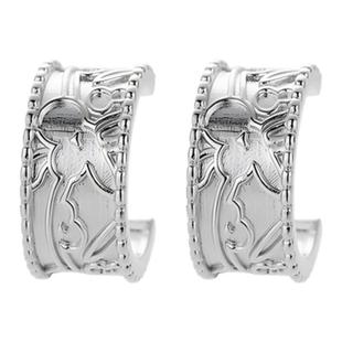 【限时四折秒杀】SOFT ROOM雕花素圈耳环灯笼花纯银耳针小众设计