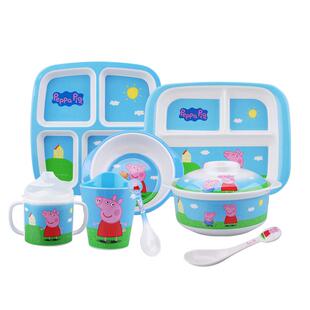 五和密胺小猪佩奇儿童餐具宝宝辅食碗防摔家用卡通可爱喝水杯餐盘