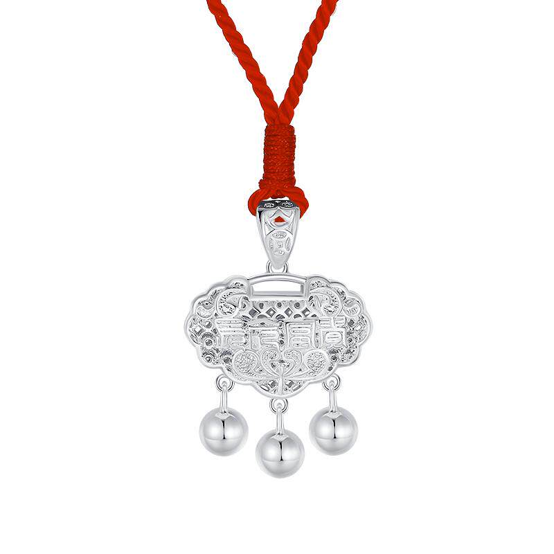 周大生足银宝宝锁儿童长命锁富贵平安锁纯银吊坠婴儿满月周岁礼物