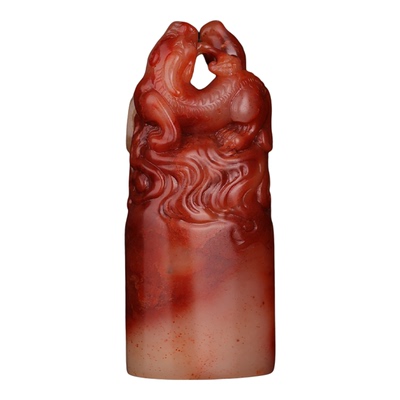 【一等品】西泠印社寿山芙蓉石方章闲章《双螭呈祥》高档石材印章书法国画手工篆刻玉石方章定制落款孤品章