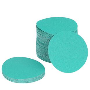 5寸自粘圆盘植绒砂纸干湿两用抛光打磨聚脂薄膜绿砂拉绒背绒水磨