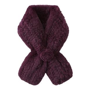 老年人围脖女冬季保暖獭兔毛皮草围巾加厚球球真毛中年妈妈围脖