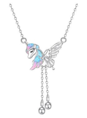 S925纯银马背蝶舞项链新中式礼物