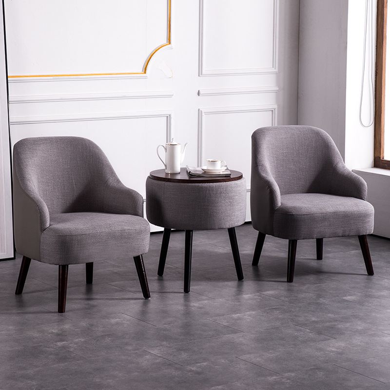 新款直销北欧实木布艺单人沙发阳台休闲椅卧室餐厅庭院酒店现代简