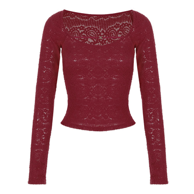 ITSNIKAR 法式U领针织衫女初秋亲肤显瘦打底衫设计感修身长袖上衣