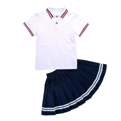 儿童小学生校服长袖短袖白色纯棉