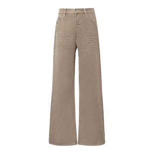 VLABMADE 复古美拉德色树脂压皱立体猫须2021m宽松阔腿微喇牛仔裤