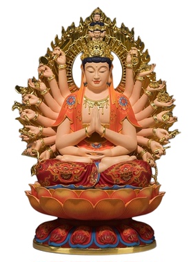 太铜《本命佛》千手观音 文殊普贤 阿弥陀佛 大日如来佛像摆件