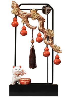 五福临门招财猫猫摆件家居客厅电视柜玄关装饰品酒柜葫芦乔迁礼物