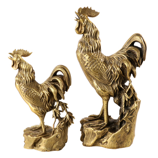 黄铜工艺品家居公鸡摆件生日礼品雄鸡金鸡报晓生肖鸡