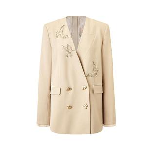 MAXRIENY宫廷飞鸽奢华西装刺绣开叉外套高级气质感女装修身显瘦