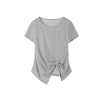 XWI欣未收腰不规则抽褶显瘦T恤女夏今年流行小众设计感小蛮腰上衣