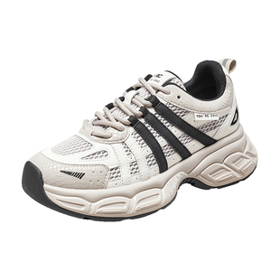 YRC网面透气运动鞋女2025春季新款厚底百搭舒适休闲慢跑老爹鞋