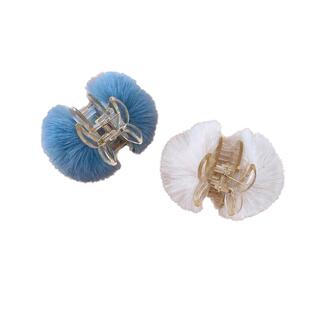 秋冬精灵耳毛绒小抓夹女2025新款可爱毛球发夹甜美气质盘发夹头饰