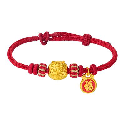 周大生足金平安泰山福牌手链