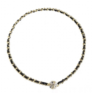 网红磁铁扣皮革项链女高级感黑色编制链条轻奢气质独特设计感颈链