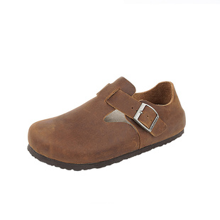 岛外DAOWAI真软木包头女鞋全包低帮复古休闲头层牛皮 London系列