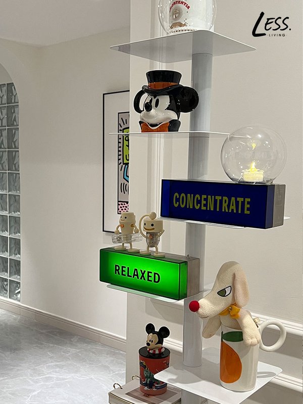 豪峰ins简约旋转落地书架客厅铁艺多层白色收纳置物架隐形书架