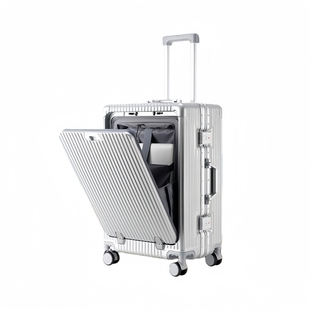 KINGSGEAR/铝框行李箱男女前开式便捷拉杆箱20寸商务旅行登机箱