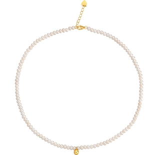 潮宏基小确幸珍流项链淡水珍珠复古锁骨链s925银生日套链