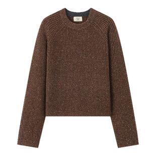 JCLP金纯良品 双股丝羊绒花纱 插肩袖宽松慵懒圆领针织羊绒衫毛衣