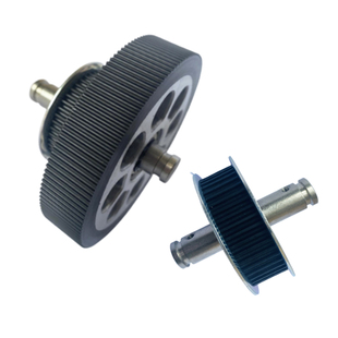 写真机同步轮齿轮压纸座压布轮电机UV平板机塔轮双层包胶铝涨紧轴