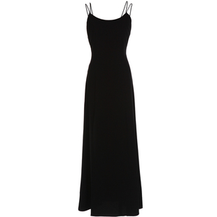 海边飘逸裙子女度假连衣裙黑色露背吊带海滩高级感轻奢沙滩长裙