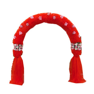 新款绢花门开业庆典庆拱门中式结婚礼现场布置幸福彩虹门花门花架