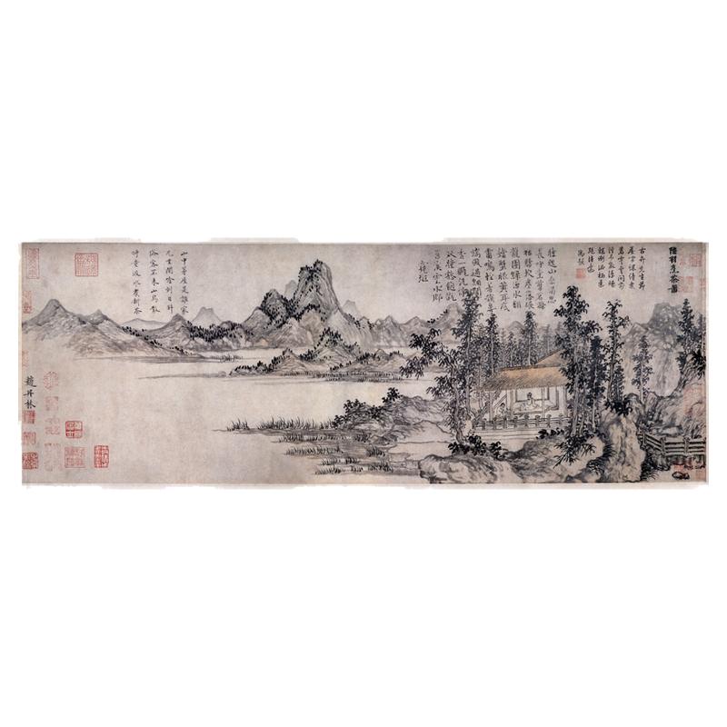 赵原陆羽烹茶图复古书画真迹高清微喷仿古复制横幅茶楼客厅装饰画