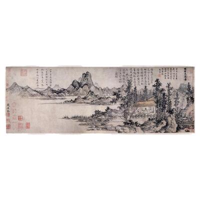 赵原陆羽烹茶图复古横幅茶楼书画