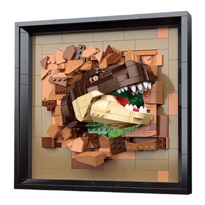 JAKI佳奇积木恐龙拼装3D立体画
