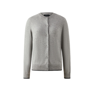 【100%山羊绒】PRICH简约格雷系针织开衫冬季新款无缝毛衣女