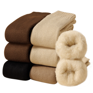 毛绒过膝袜子女秋冬款长筒加绒加厚高筒保暖月子护膝大腿袜套冬季