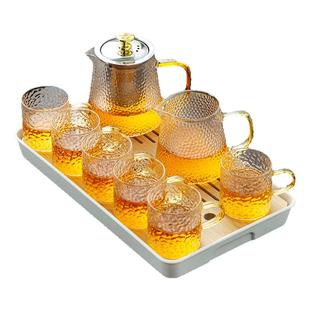 耐热玻璃锤纹茶具套装家用办公室客厅功夫茶杯茶壶红茶泡茶器茶盘